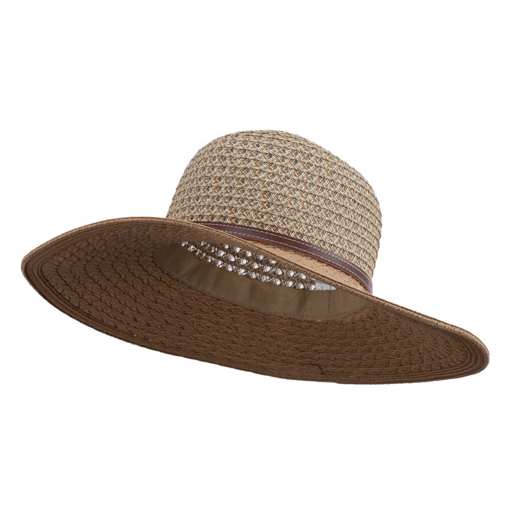 UPF 50+ Tweed Braid Sun Hat - Tan OSFM