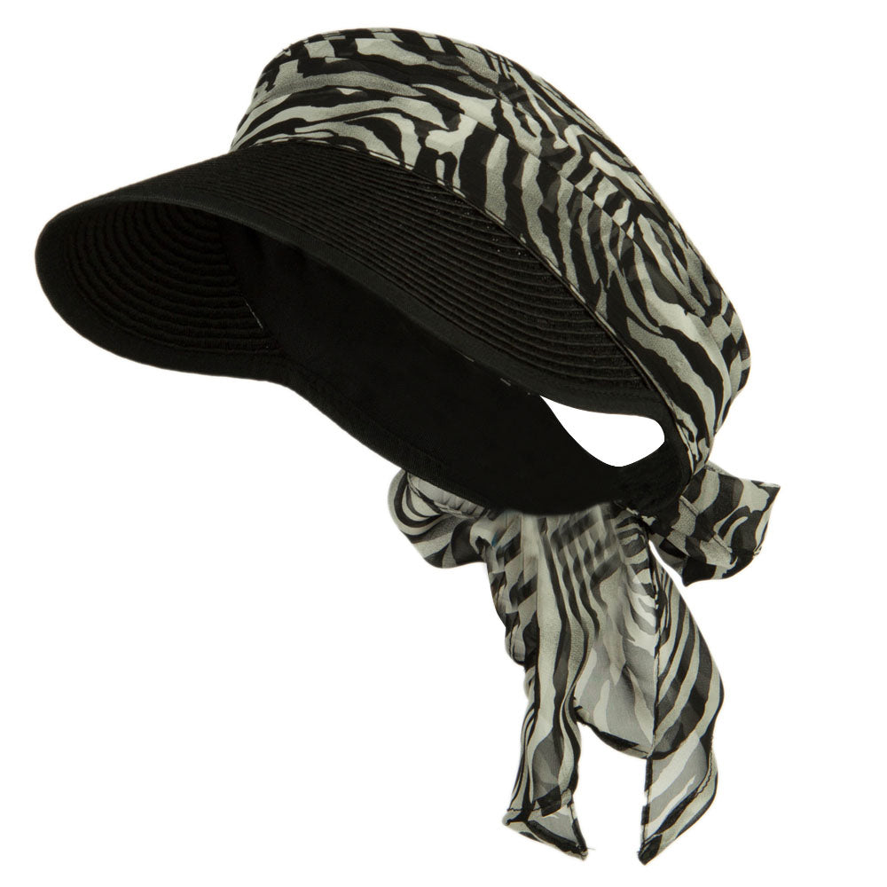 UPF 50+ Animal Print Gardening Sun Visor - Black OSFM