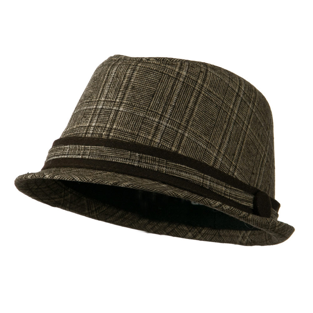 Women&#039;s Brown Plaid Fedora - Brown Plaid OSFM