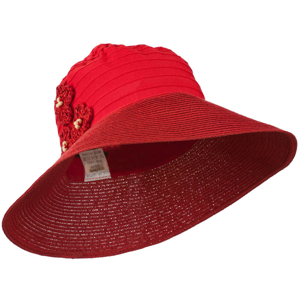 Women&#039;s Crushable Hat with Paper Braid Brim - Coral Red OSFM