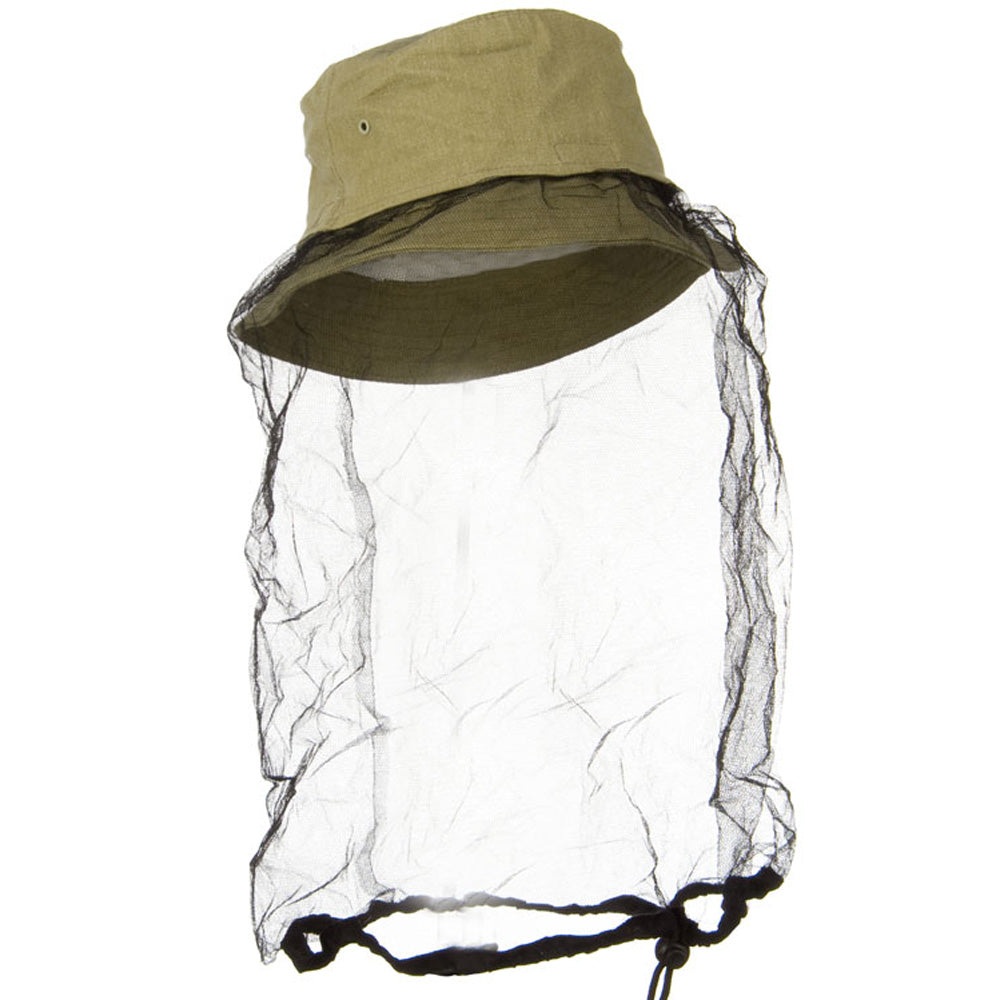 Washed Cotton Twill Mosquito Net Hat - Tan S-M