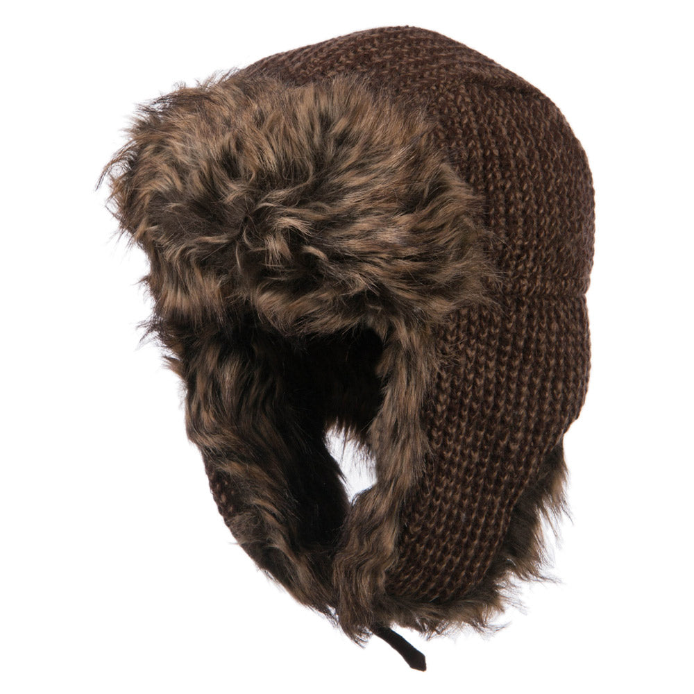 Women&#039;s Crocheted Knit Trooper Hat - Brown OSFM