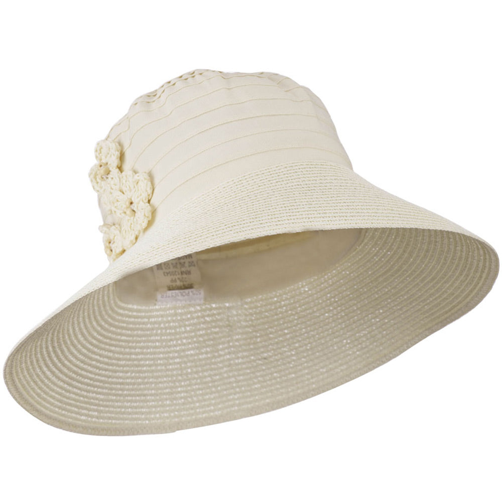 Women&#039;s Crushable Hat with Paper Braid Brim - Ivory OSFM