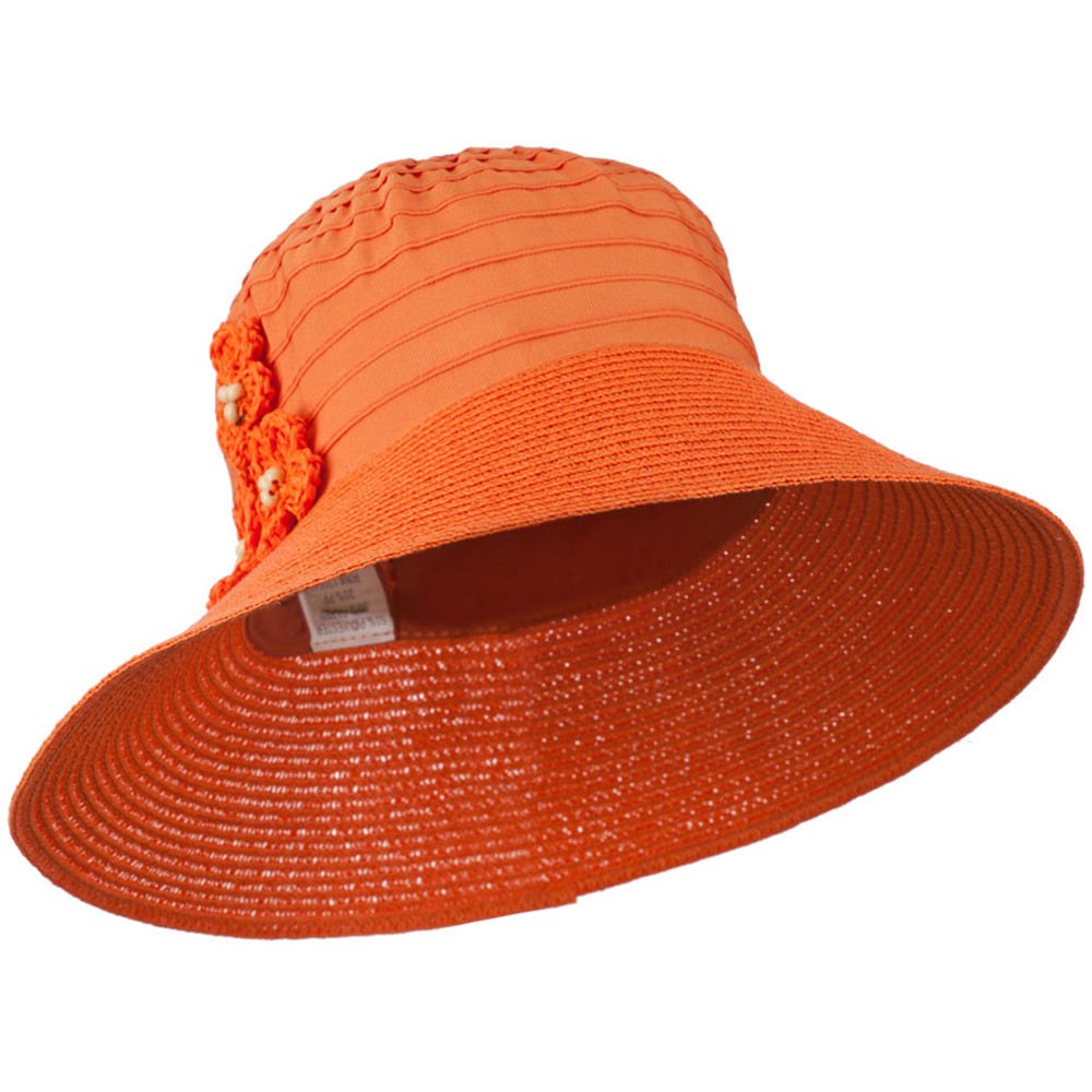 Women&#039;s Crushable Hat with Paper Braid Brim - Orange OSFM