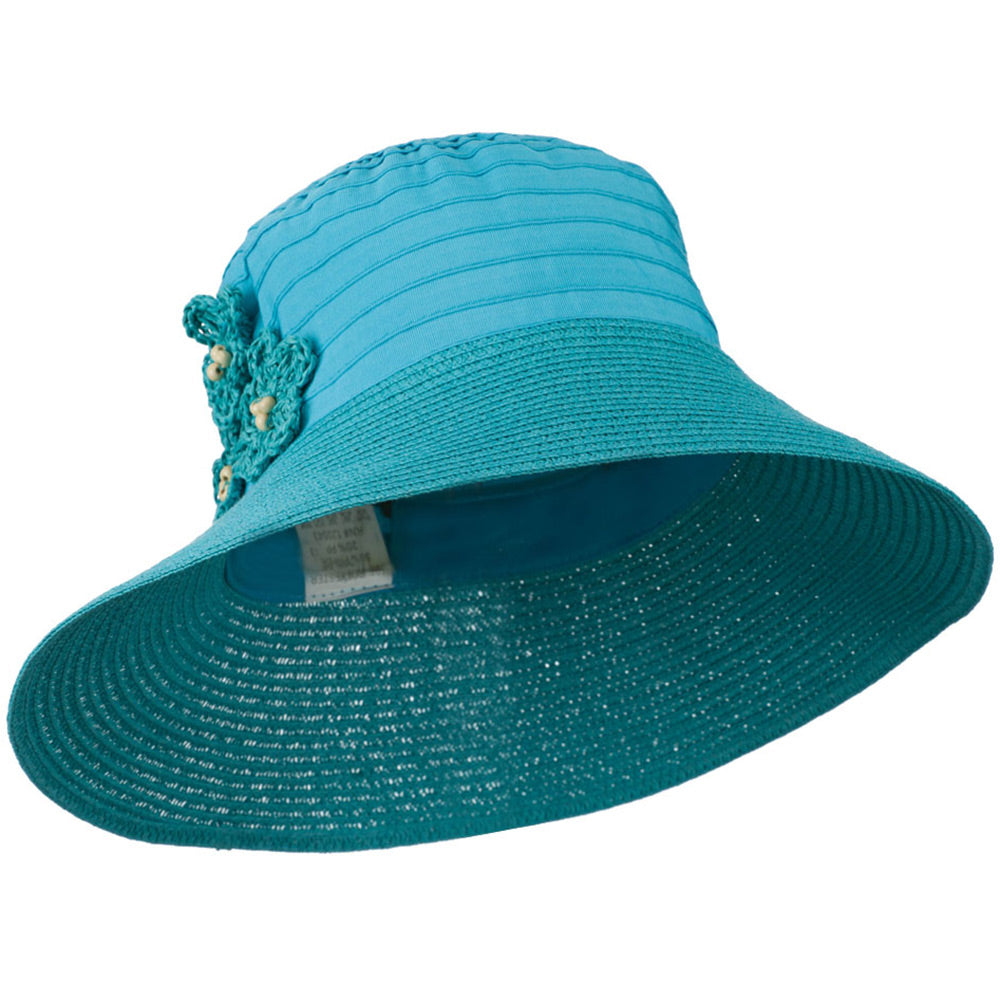 Women&#039;s Crushable Hat with Paper Braid Brim - Turquoise OSFM