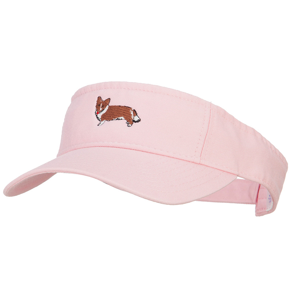 Welsh Corgi Embroidered Pro Style Cotton Washed Visor - Lt Pink OSFM