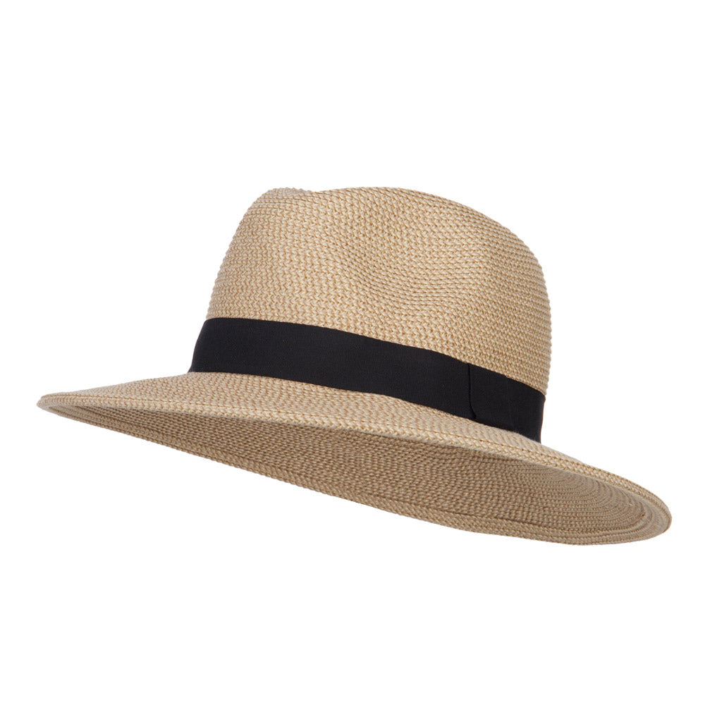 UPF 50+ Women&#039;s Large Brim Fedora - Tan Tweed OSFM