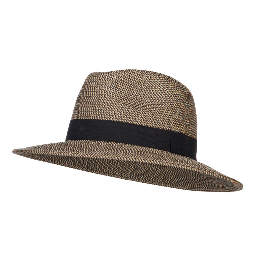 UPF 50+ Women&#039;s Large Brim Fedora - Black Tweed OSFM