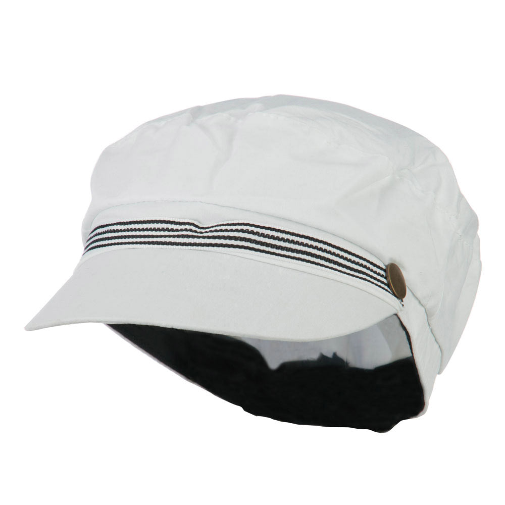 Women&#039;s Greek Sailor Shaped Cabbie Hat - White OSFM