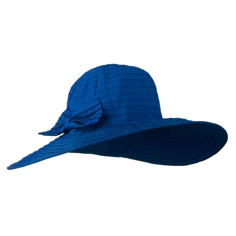 Woman&#039;s Large Bow Wired Brim Hat - Blue OSFM