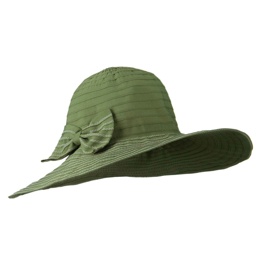 Woman&#039;s Large Bow Wired Brim Hat - Sage OSFM