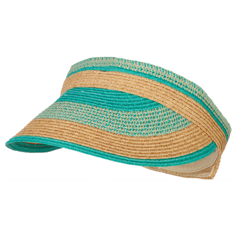 UPF 50+ Women&#039;s Paper Braided Stripe Design Visor - Aqua OSFM