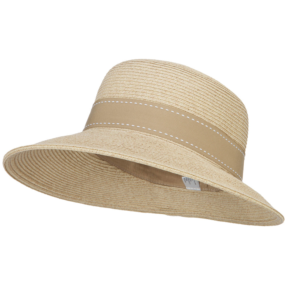 Women&#039;s Paper Braid 3.5 Inch Brim Ribbon Hat - Sand Heather OSFM