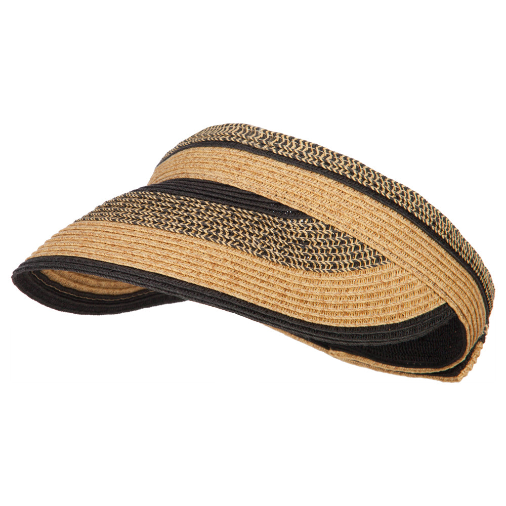 UPF 50+ Women&#039;s Paper Braided Stripe Design Visor - Black OSFM