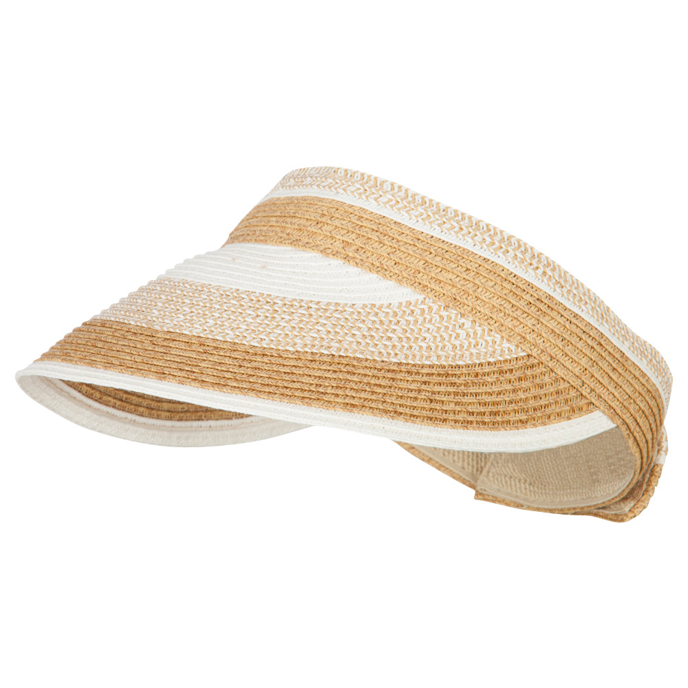 UPF 50+ Women&#039;s Paper Braided Stripe Design Visor - White OSFM