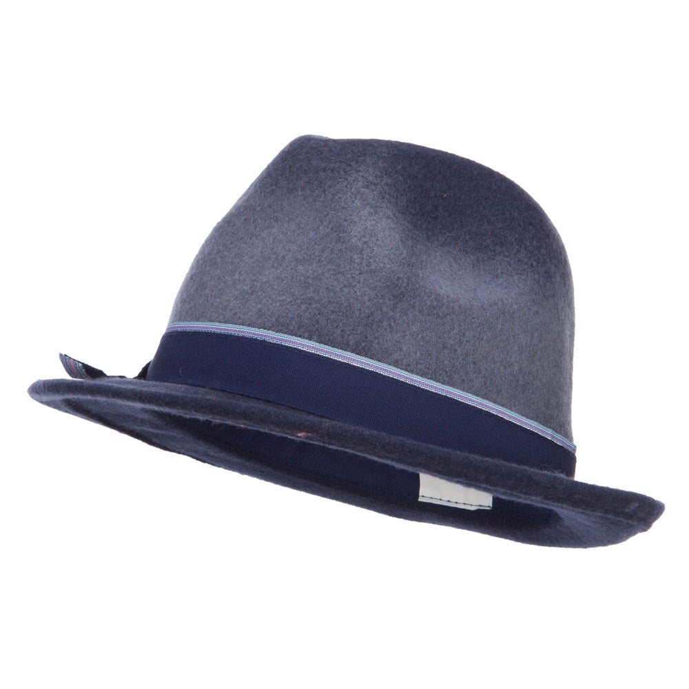 Women&#039;s Two Tone Wool Fedora - Navy OSFM