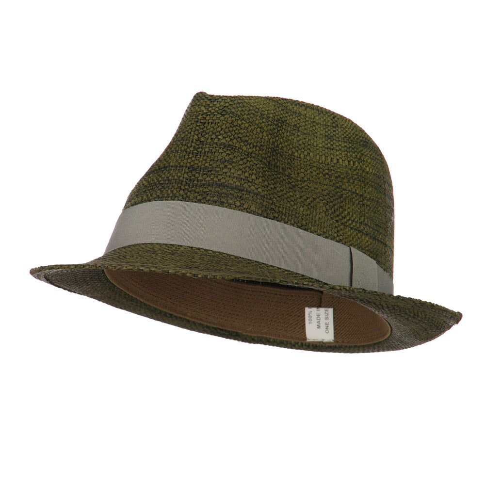 Men&#039;s Large Brim Paper Woven Fedora - Brown OSFM