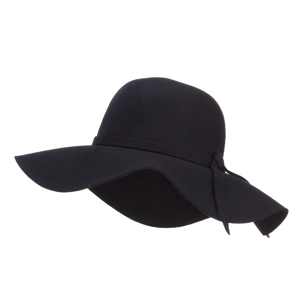 Wool Felt Wide Floppy Brim Hat - Black OSFM