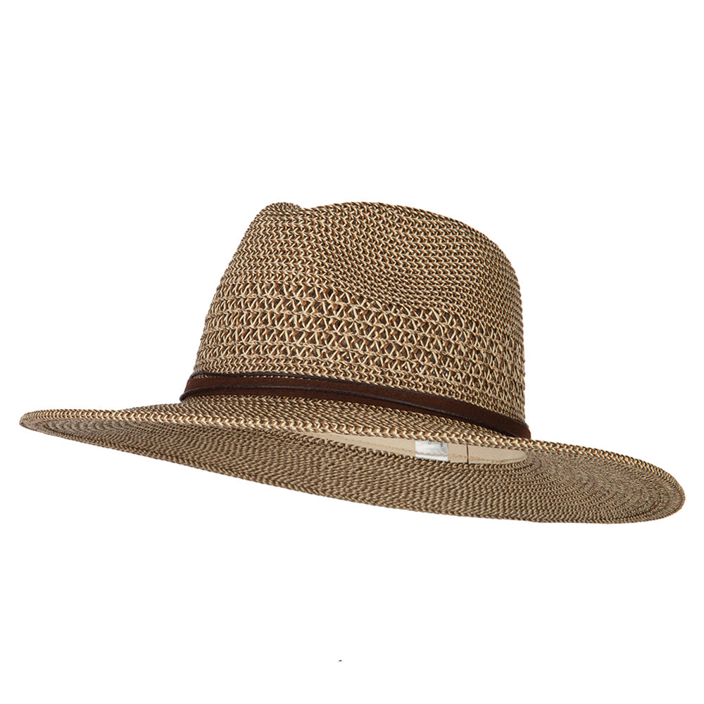 UPF 50+ Women&#039;s Paper Braid Brim Fedora Hat - Brown Tweed OSFM