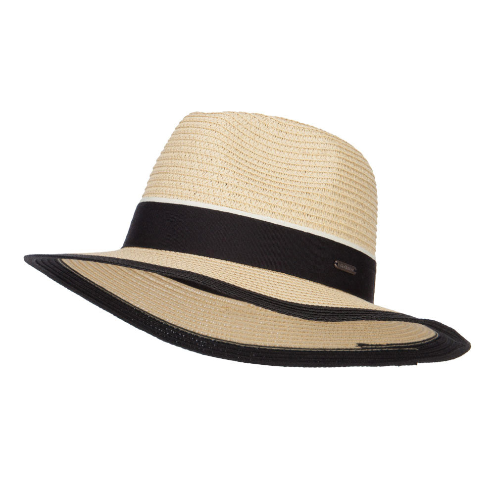 Wide Brim Panama Hat with Band - Tan OSFM