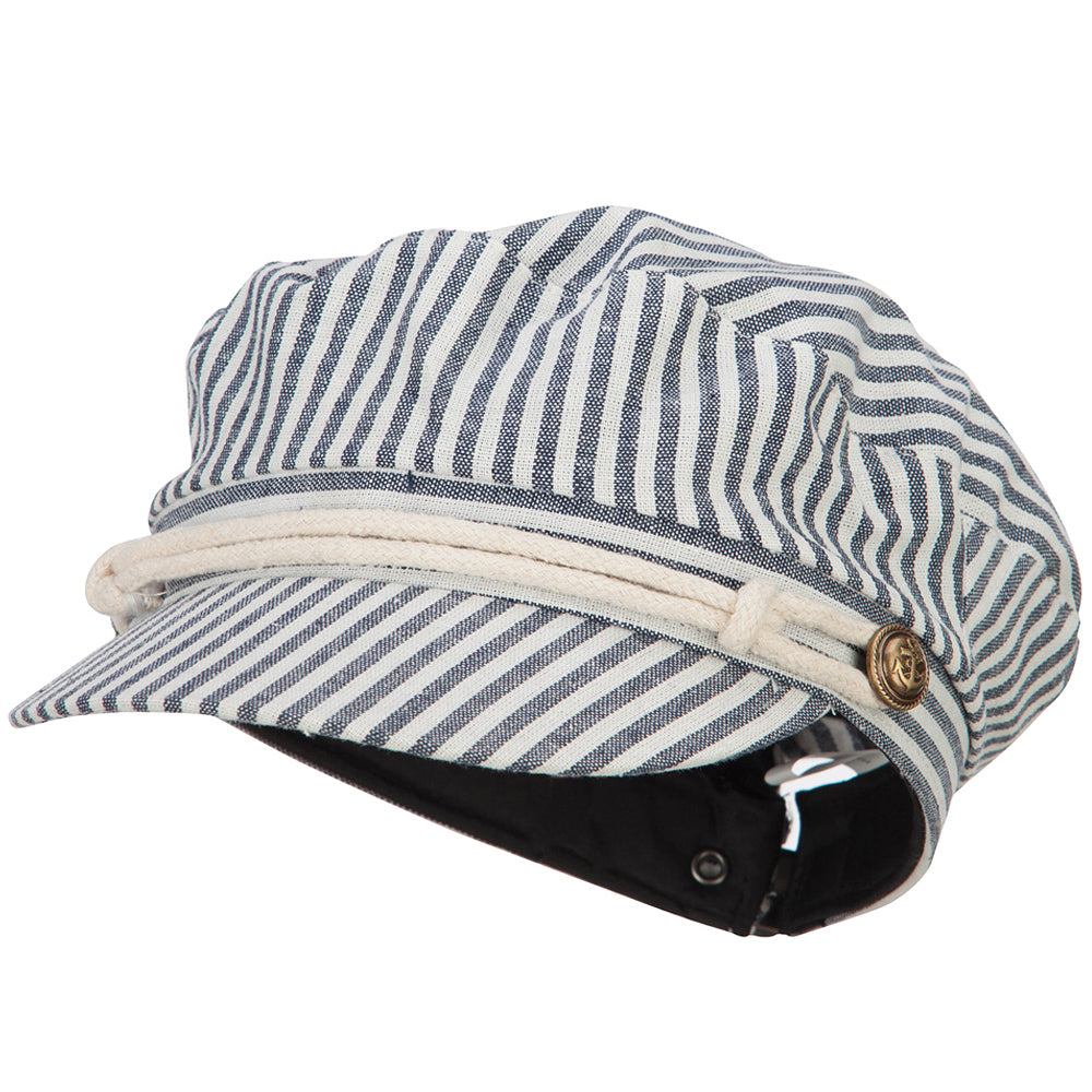 Women&#039;s Rope Accent Band Greek Sailor Stripe Hat - Navy White OSFM