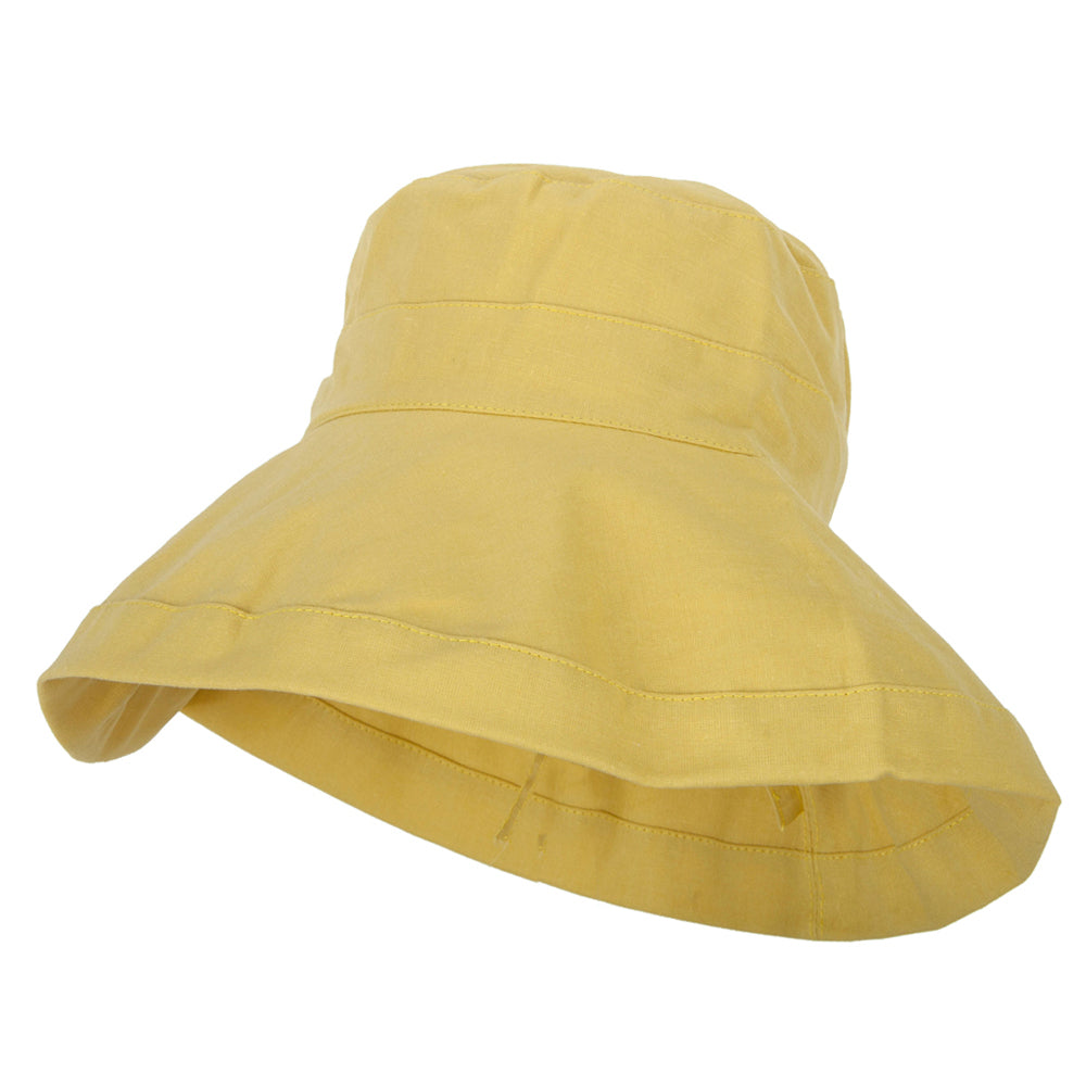 Women&#039;s Turn Up Brim Cotton Linen Dressy Bucket Hat - Chartreuse OSFM