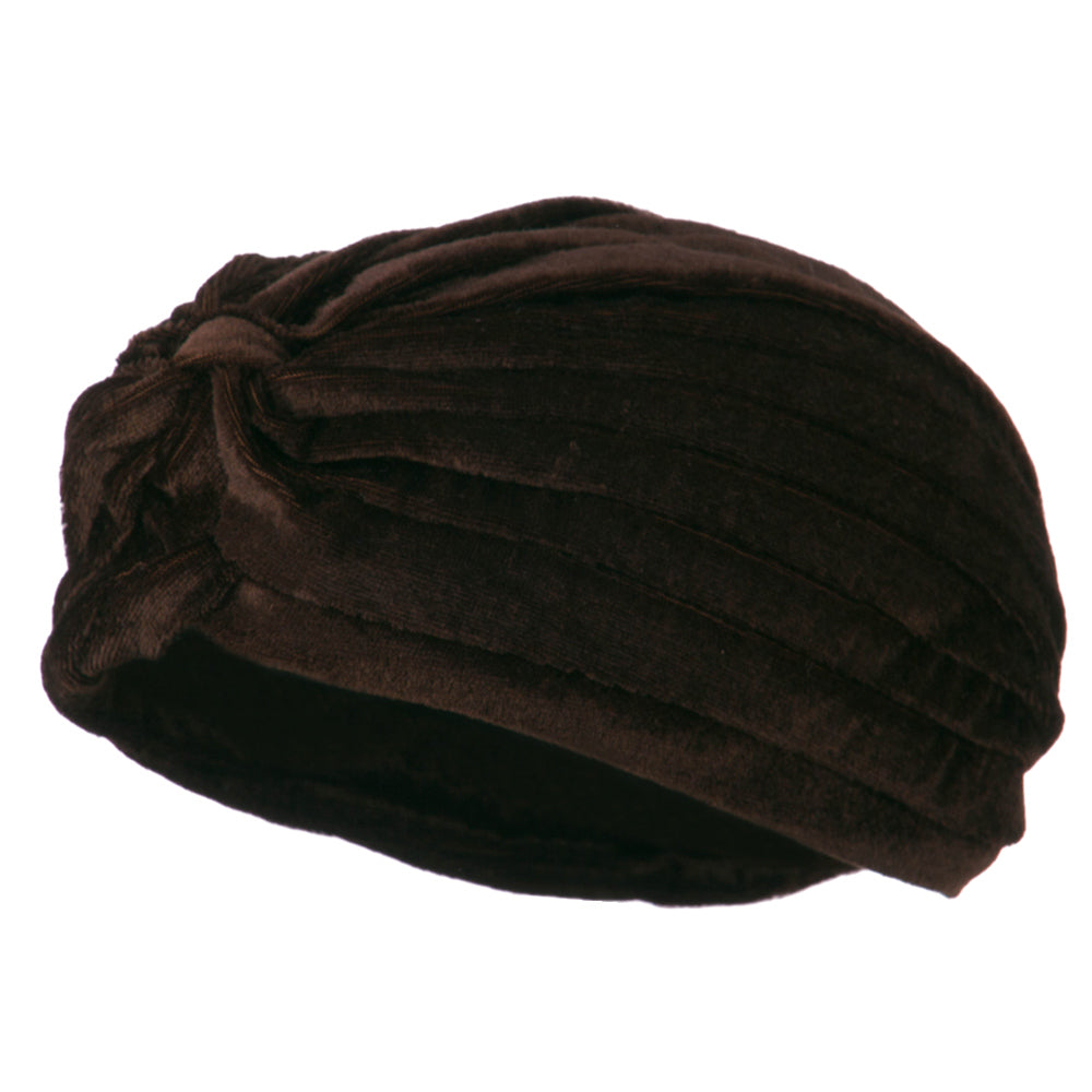 Women&#039;s Velvet Turban Style Hat - Brown OSFM