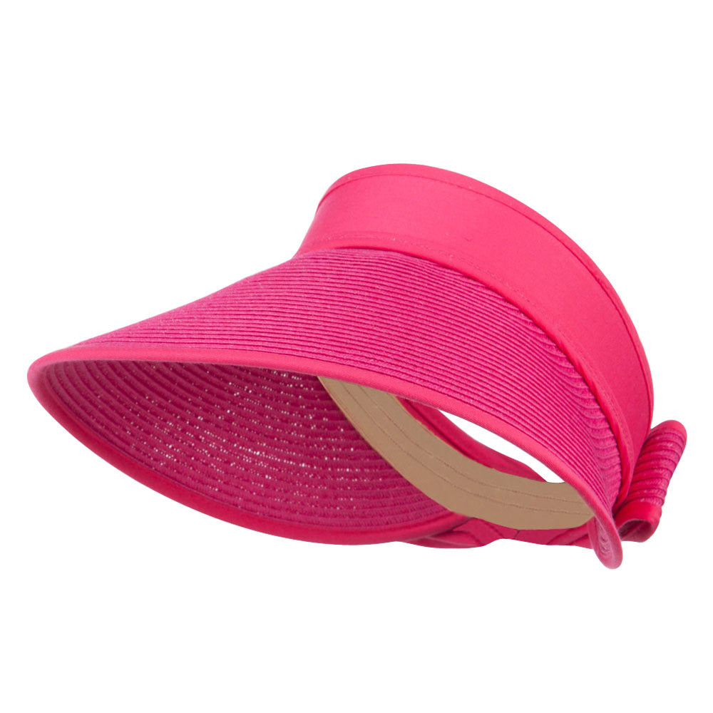 Paper Braid Roll Up Gardening Visor - Fuchsia OSFM