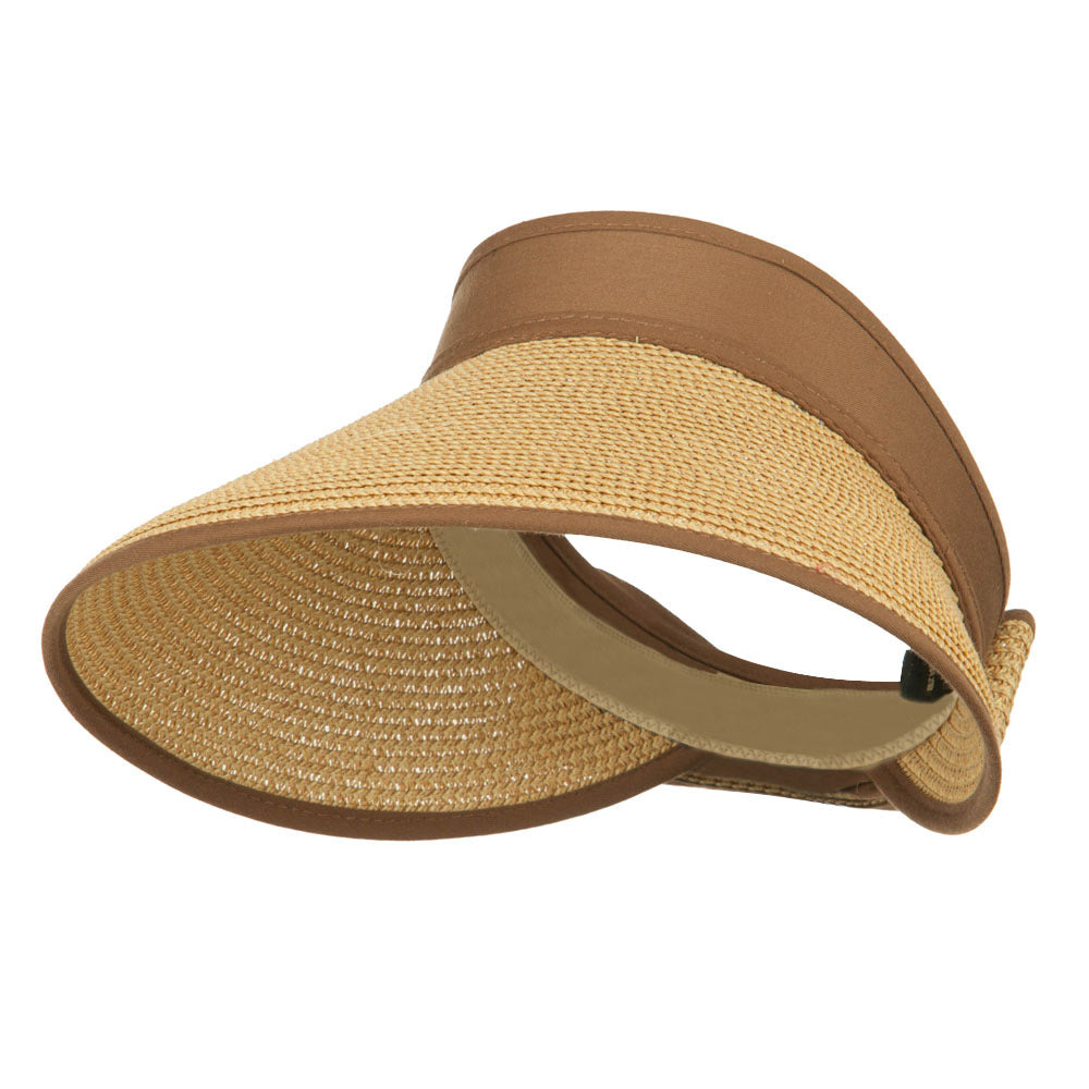 Paper Braid Roll Up Gardening Visor - Natural Brown OSFM