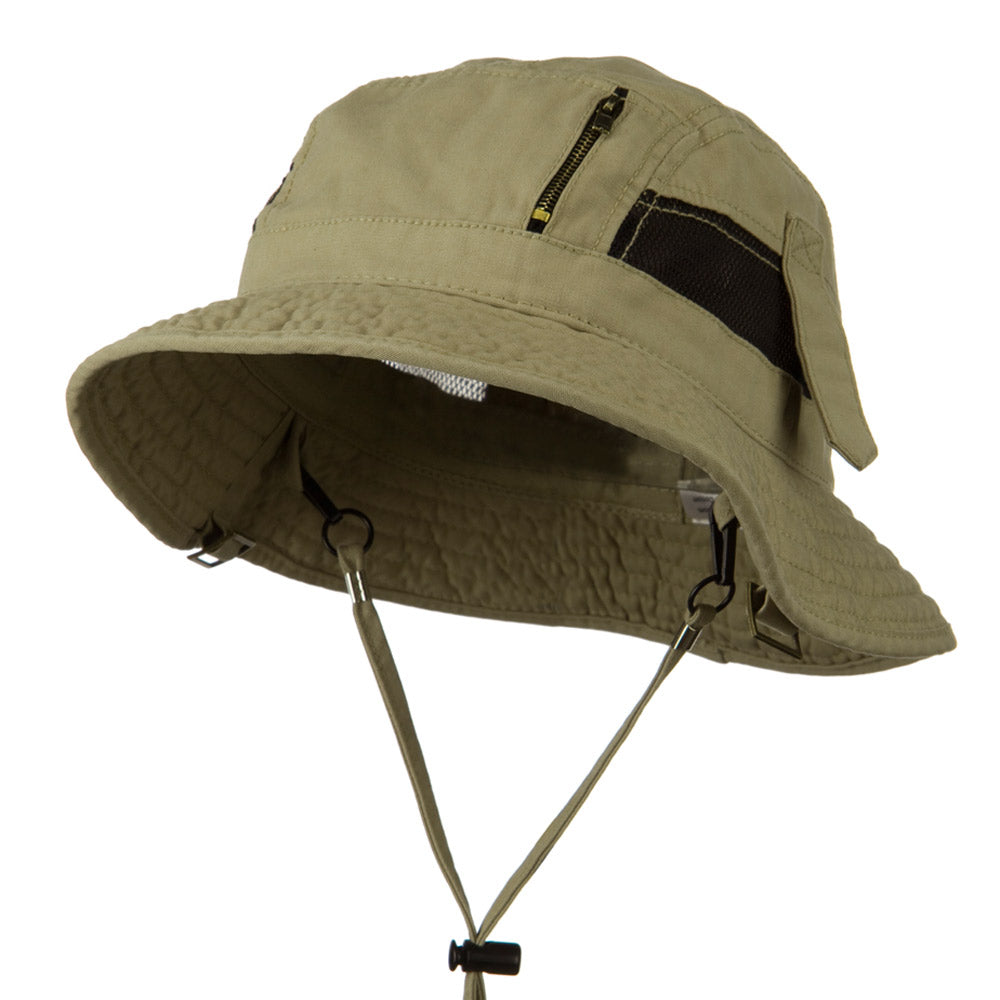 Big Size Brushed Canvas Washed Fisherman Hat - Khaki XL-2XL