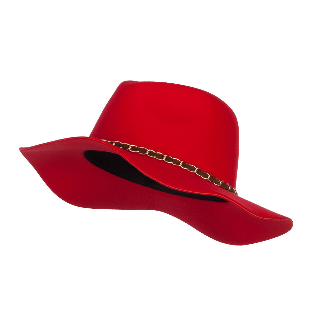 Faux Felt Chain Band Panama Hat - Red OSFM