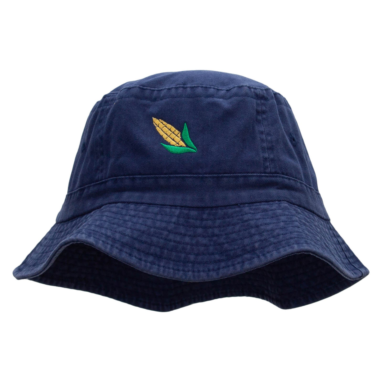 Corn On The Cob Embroidered Bucket Hat - Navy OSFM