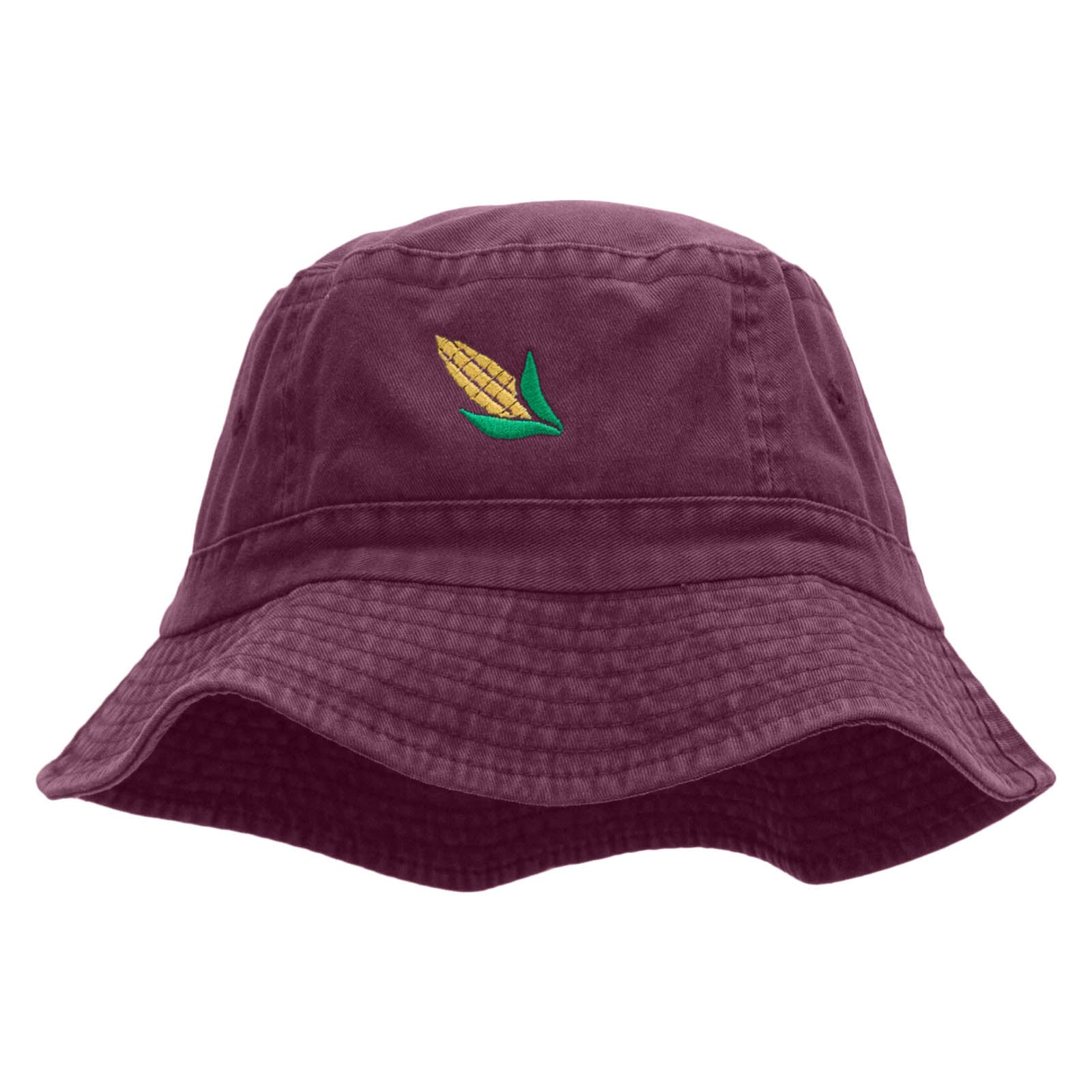 Corn On The Cob Embroidered Bucket Hat - Burgundy OSFM