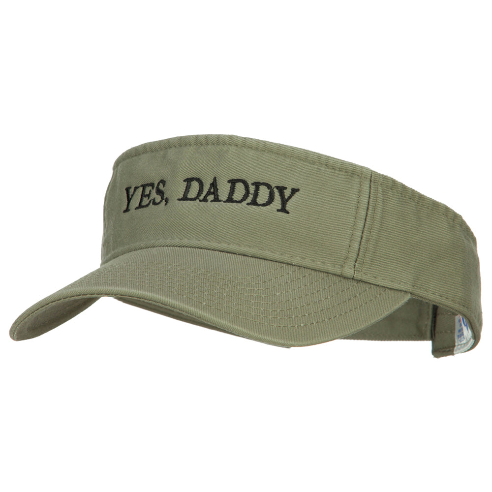 Yes, Daddy Embroidered Pro Style Cotton Washed Visor - Olive OSFM