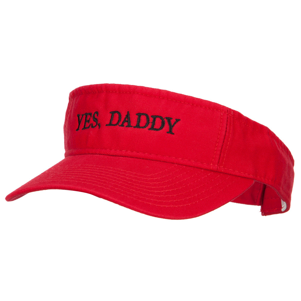 Yes, Daddy Embroidered Pro Style Cotton Washed Visor - Red OSFM