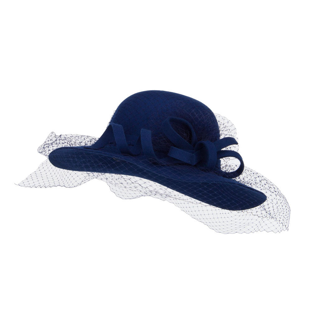 Wool Felt Floppy Hat with Net - Navy OSFM