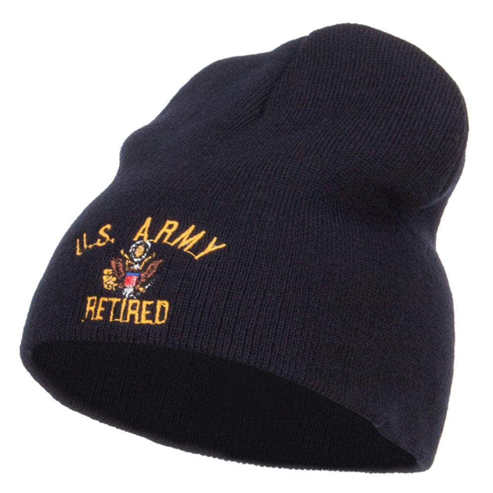 US Army Retired Military Embroidered Short Beanie - Navy OSFM