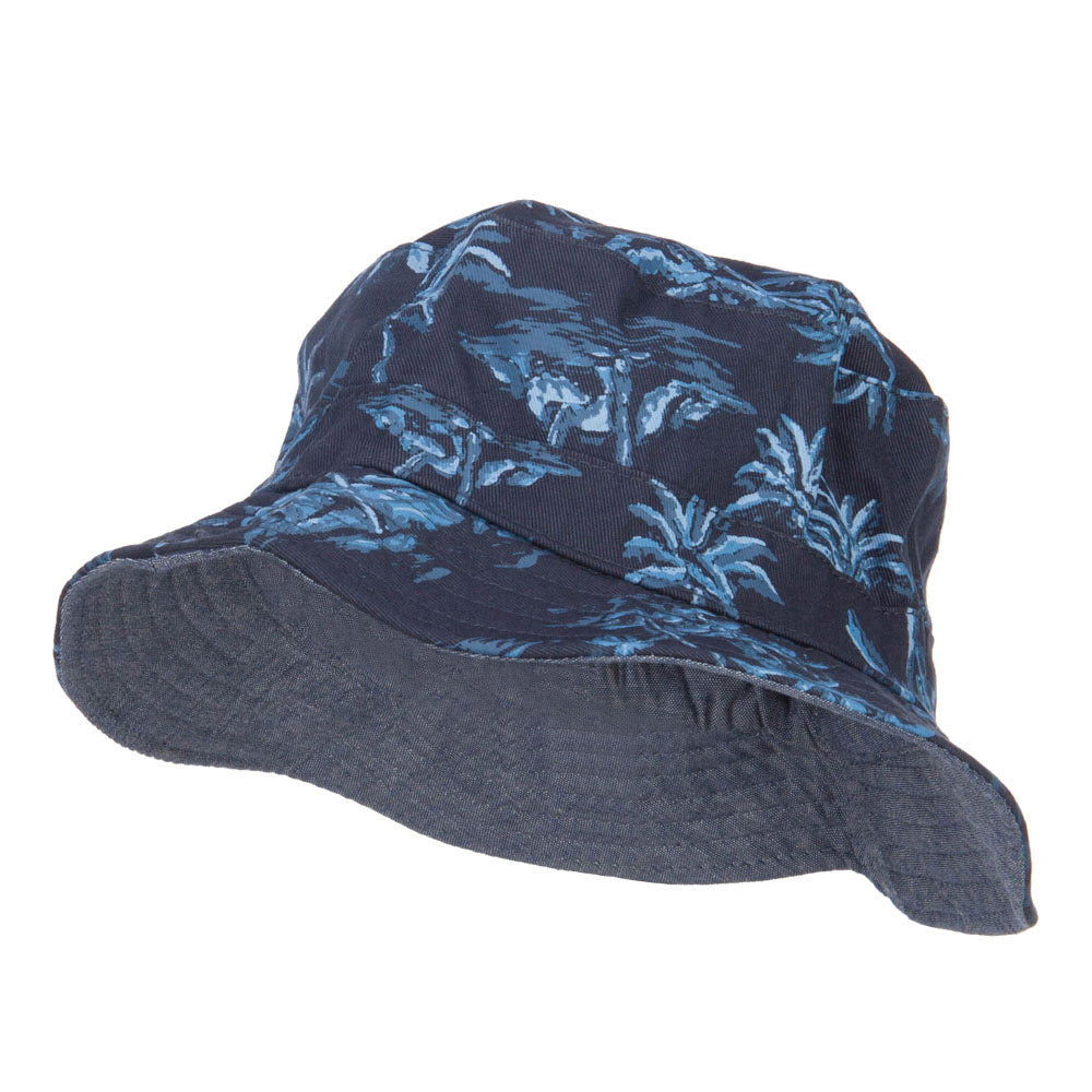 Boy&#039;s Reversible Cotton Bucket Hat - Navy Palm OSFM