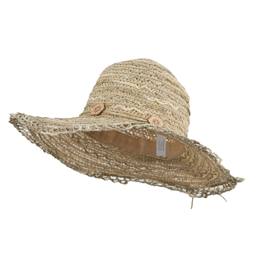 Zig Zag Designed Toyo Braid Hat - Beige OSFM