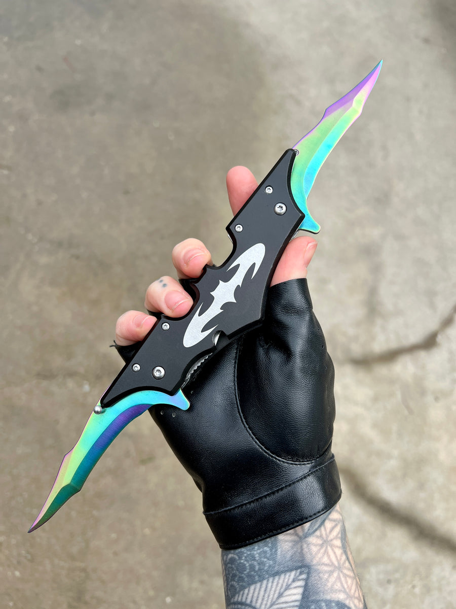Dual Blade Rainbow Bat Knife - Blades For Babes Spring Assisted