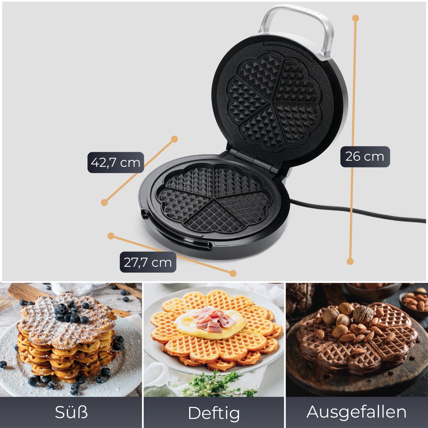 KLAMER Waffeleisen belgische Waffel, Waffeleisen doppelt mit 7 Stufen und 5 P