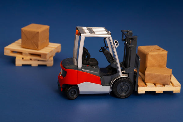 Wood platform truck in warehouse setting