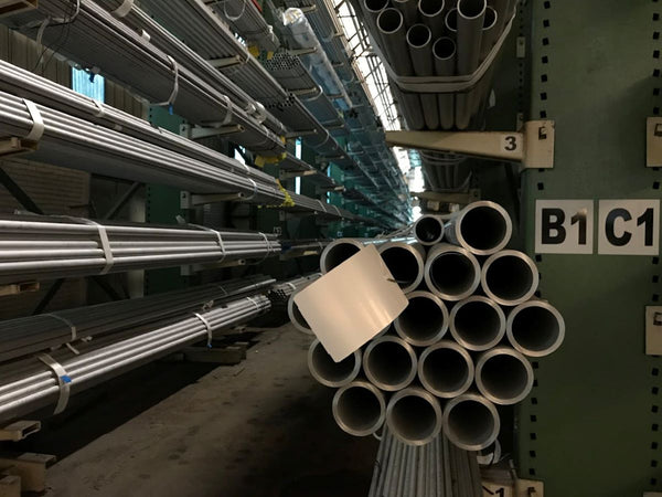 Close-up of high-grade steel stackable pipe rack