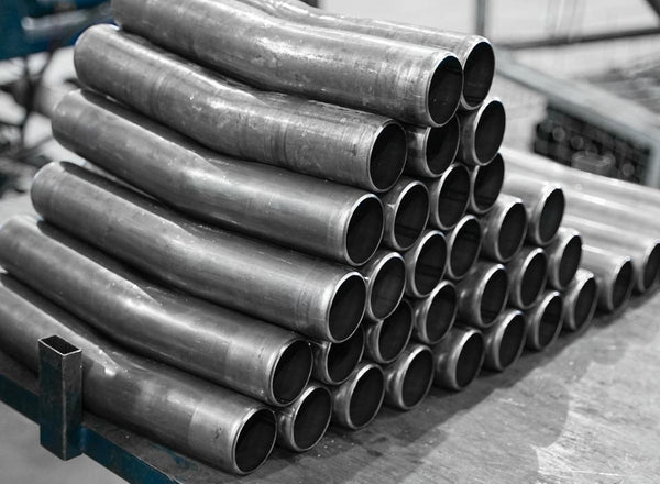 Close-up of heavy-duty steel pipe racks