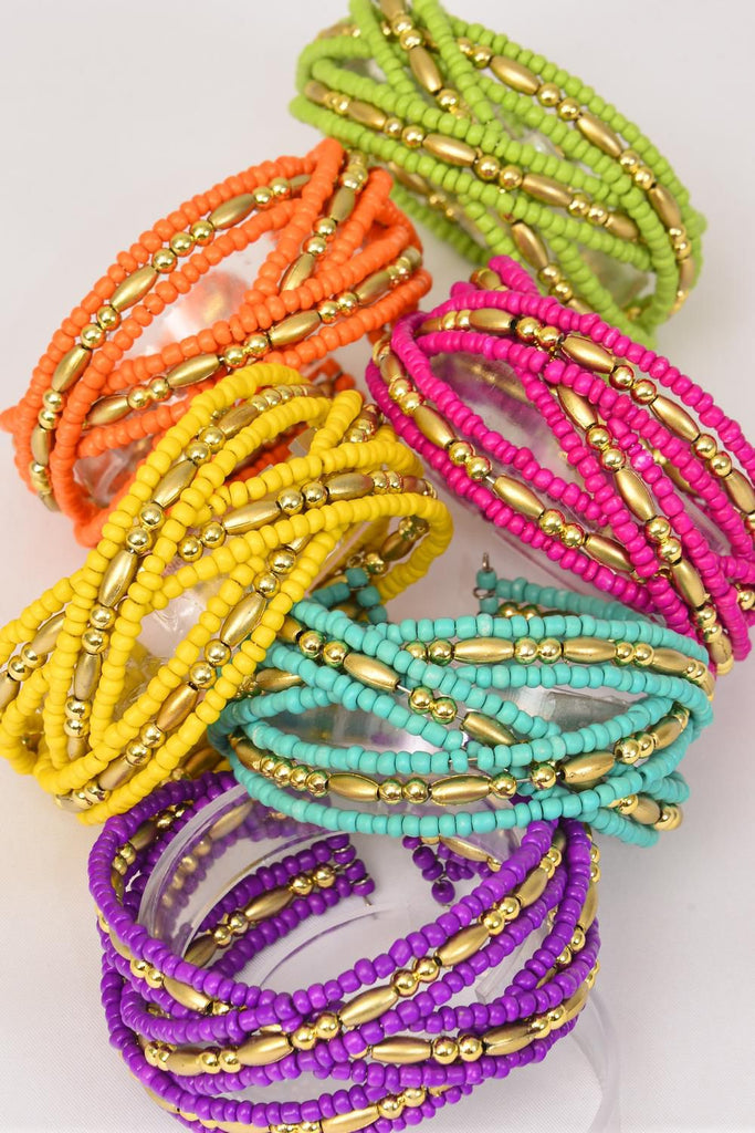 MS-0014 Flexible Bangle Cuff Indian Beads