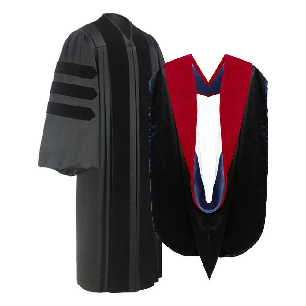 Herrenbek Doctoral Graduation Gown Hood and Tam 8 Sided Package Doctoral  Regalia Black at Amazon Men's Clothing store