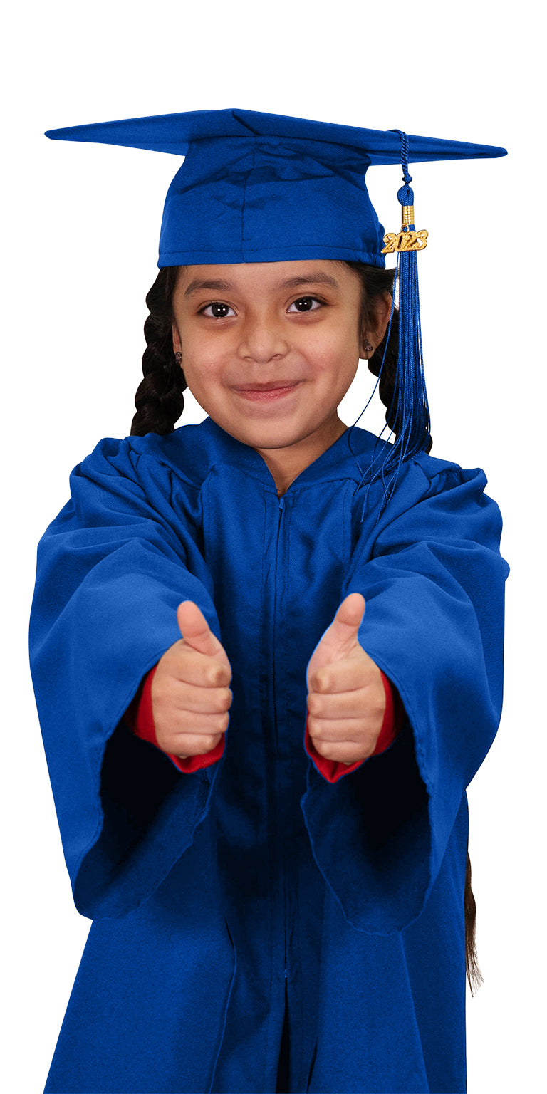 Child Matte Royal Blue Graduation Cap & Gown - Preschool & Kindergarte ...
