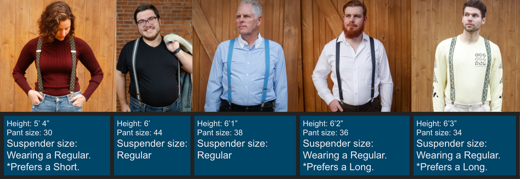 suspender size examples for men and women