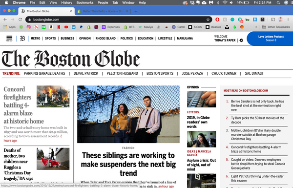 Better Than Belts Modern Suspender in The Boston Globe