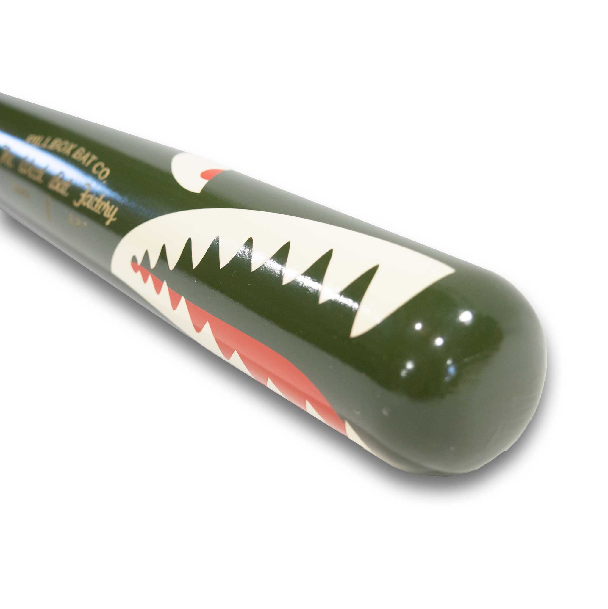 Pillbox Youth Shark Black (Bare Handle w/ White & Red Rings) Wood Base –  The Wood Bat Factory